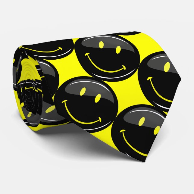 Black on Yellow Patterned Tie (Rolled)
