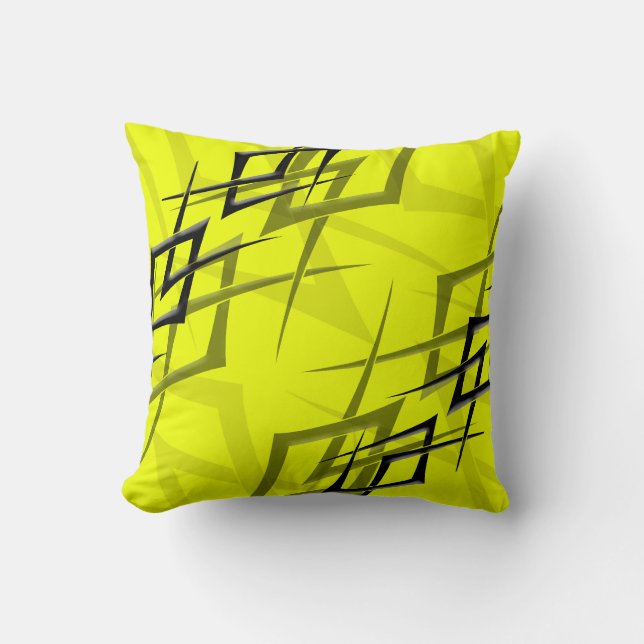 Black on Yellow "Thorn" Pillow (Front)