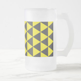 black on yellow triangles frosted glass beer mug