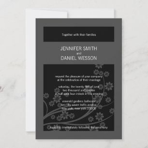 Black Onxy Floral Pattern Template Wedding Invites