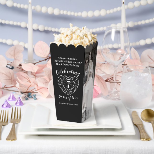 Black onyx 7th wedding anniversary two photos favour box (Wedding)