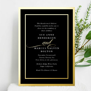 Black Onyx Formal Calligraphy Gold Frame Wedding