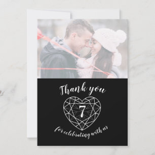 Black onyx heart anniversary 7 years photo thank you card