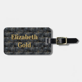 Black Onyx Tiled Pattern Name Monogram Luggage Tag