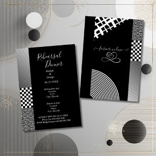black onyx white geometric wedding invitation