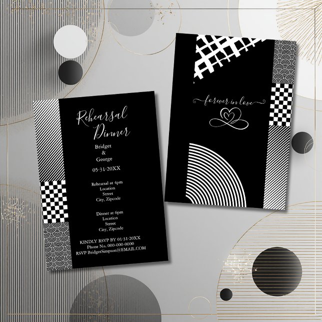 black onyx white geometric wedding invitation (Creator Uploaded)