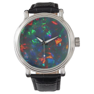 Black Opal Fire Red Green Designer Watch