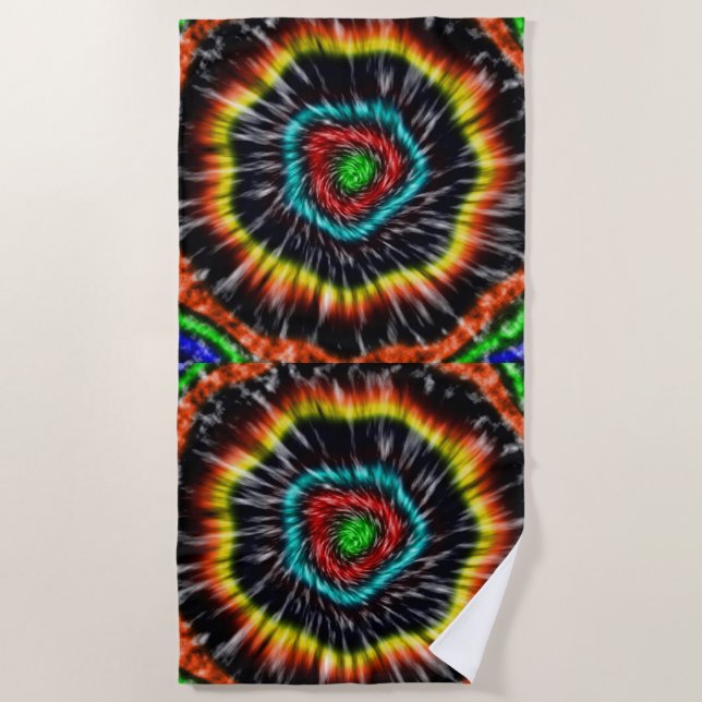Black Opal Tie Dye,   Beach Towel (Front)
