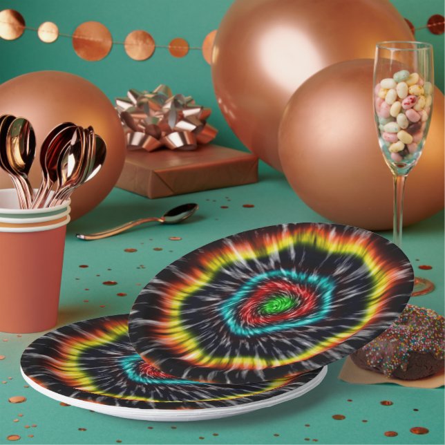 Black Opal Tie Dye,   Paper Plate (Multi)
