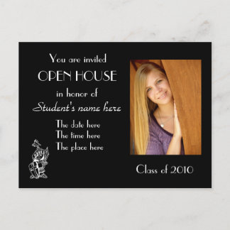 Black open house invitation postcard