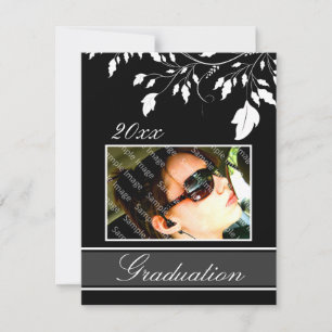 Black Open House Party Graduation Invitations