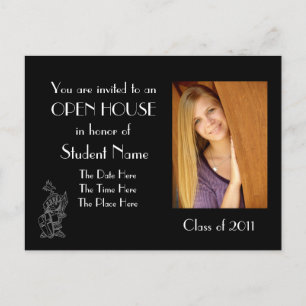 black open house postcard