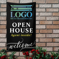 Black Open House Realtor Logo Welcome