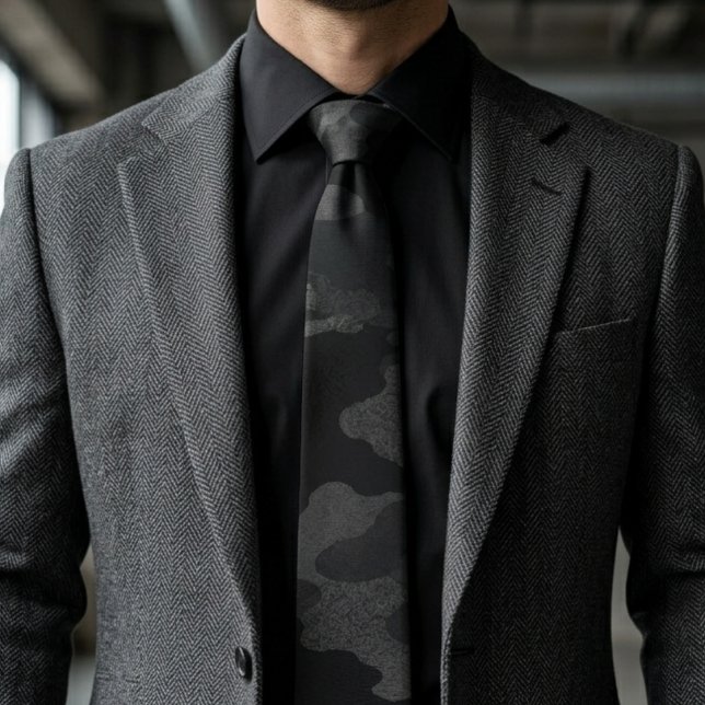 Black Ops Stealth Camouflage Pattern Tie (Creator Uploaded)