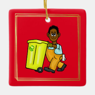 Black or African-American Garbage Man Ornament    