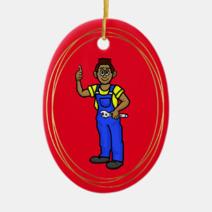 Black or African-American Male Mechanic Ornament  