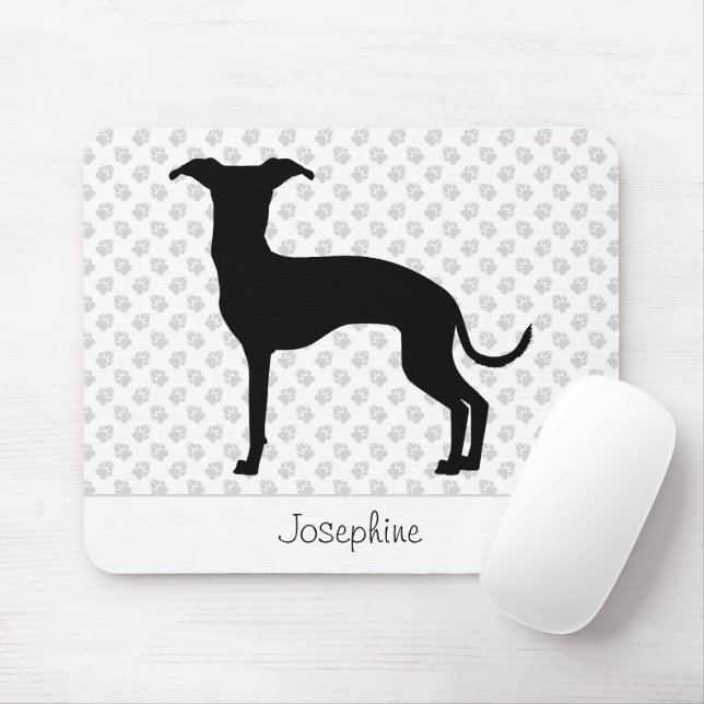 Black (Or Any Other Color) Iggy Silhouette & Name Mouse Mat (With Mouse)