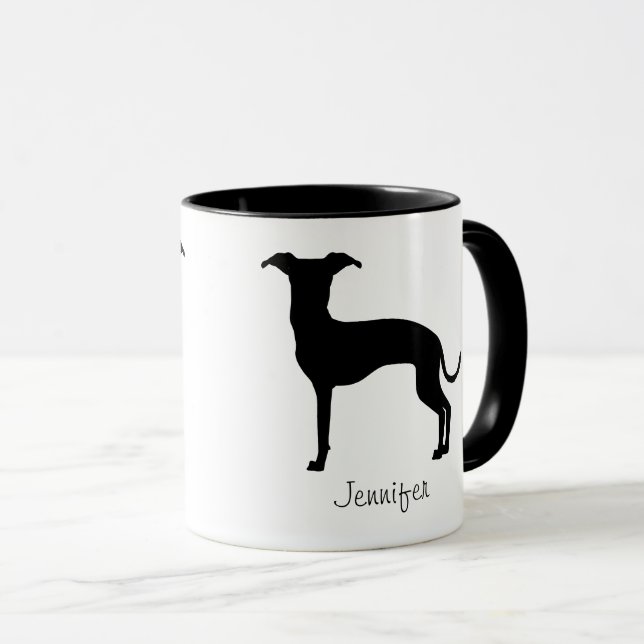 Black (Or Any Other Colour) Iggy Silhouette & Name Mug (Front Right)