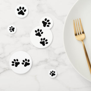 Black or custom colour paw print confetti