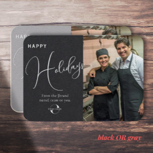 Black OR Grey. Company logo, photo & greeting Business Card