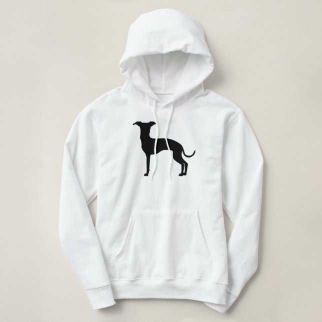 Black (Or Your Colour) Italian Greyhound Silhouett Hoodie (Design Front)