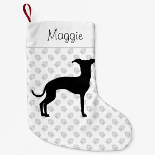 Black (Or Your Colour) Italian Greyhound Silhouett Small Christmas Stocking