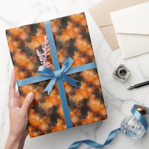 Black & Orange Abstract Wrapping Paper
