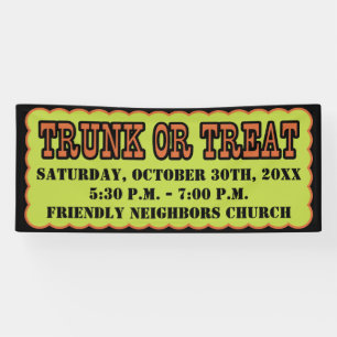 Black, Orange and Green Trunk Or Treat Banner