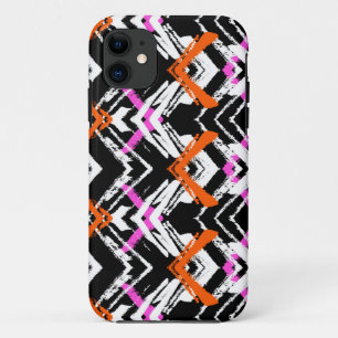 Black, Orange, And Pink Hand Drawn Arrow Pattern iPhone 11 Case