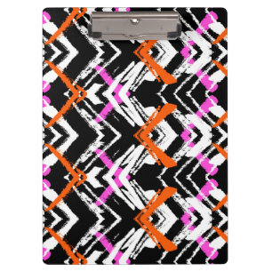Black, Orange, And Pink Hand Drawn Arrow Pattern Clipboard