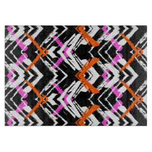 Black, Orange, And Pink Hand Drawn Arrow Pattern Cutting Board
