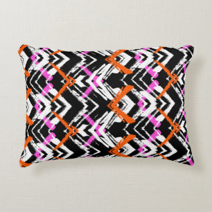 Black, Orange, And Pink Hand Drawn Arrow Pattern Decorative Cushion