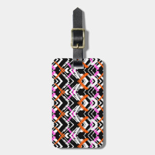 Black, Orange, And Pink Hand Drawn Arrow Pattern Luggage Tag
