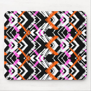 Black, Orange, And Pink Hand Drawn Arrow Pattern Mouse Mat