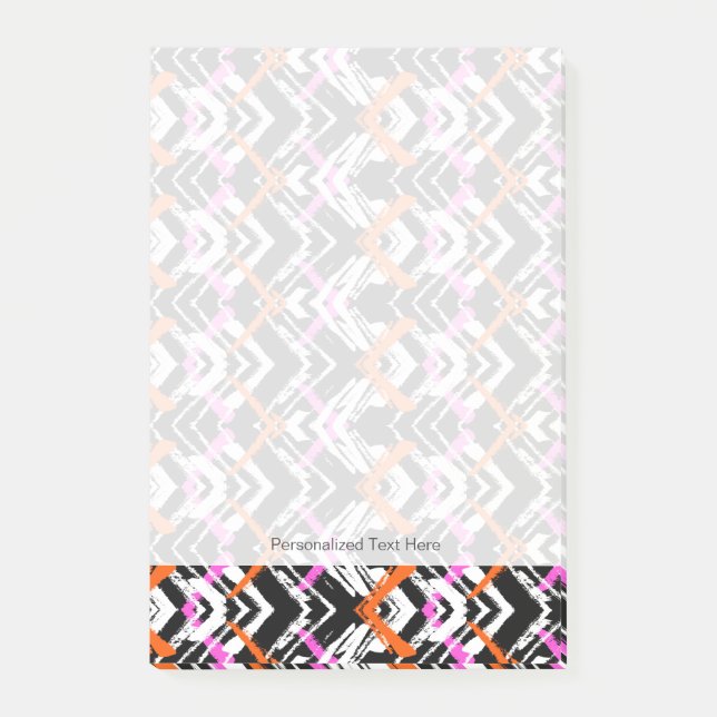 Black, Orange, And Pink Hand Drawn Arrow Pattern Post-it Notes (Front)