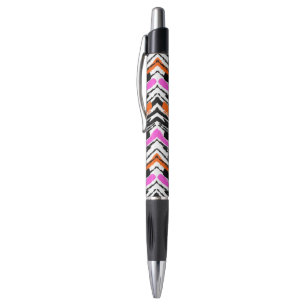 Black, Orange, And Pink Hand Drawn Chevron Pattern