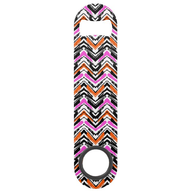 Black, Orange, And Pink Hand Drawn Chevron Pattern (Front)