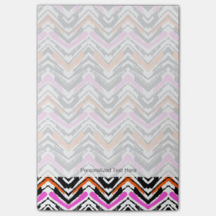 Black, Orange, And Pink Hand Drawn Chevron Pattern Post-it Notes