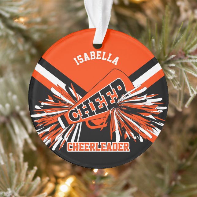 Black, Orange and White Cheerleader Ornament (Tree)