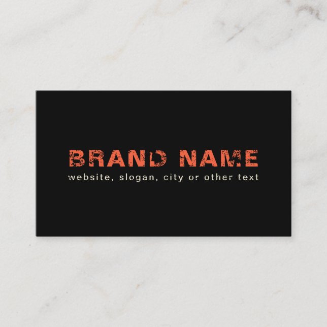 Black Orange Artsy Grunge Cool Brand + Your name Business Card (Front)