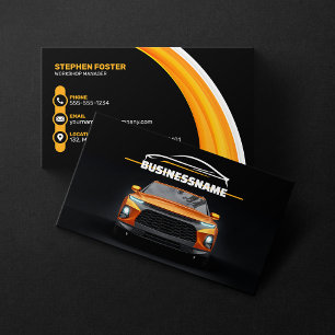 Black & Orange Automotive Automobile Car Repair Business Card