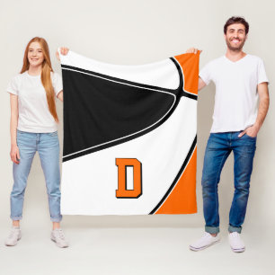 black orange basketball team colours boys girls fleece blanket