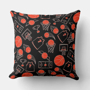 Black & Orange Basketball Theme Cushion