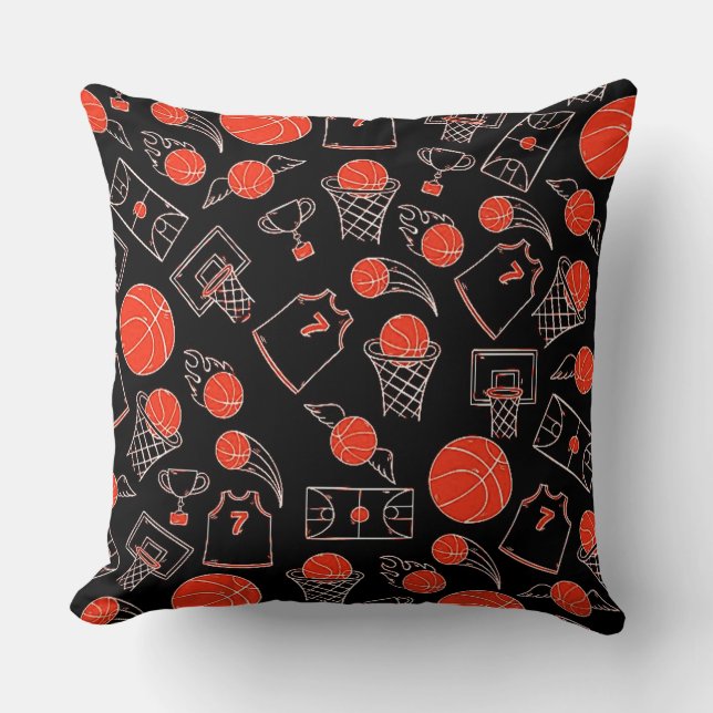 Black & Orange Basketball Theme Cushion (Front)