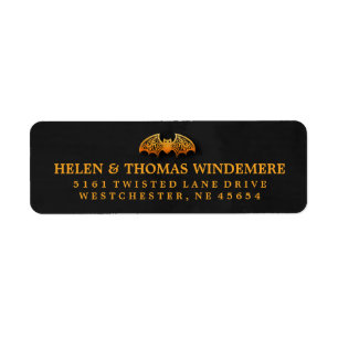 Black & Orange Bat Halloween Address Labels