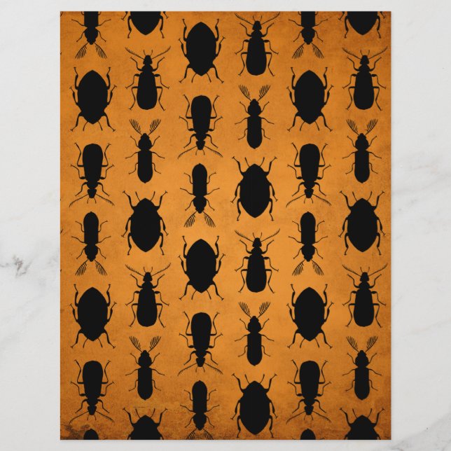 Black & Orange Beetles Scrapbook Paper (Front)
