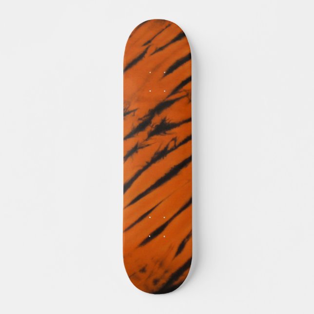 Black & Orange Bengal Stripe Tie Dye Skateboard (Front)