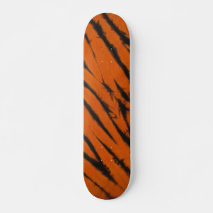 Black & Orange Bengal Stripe Tie Dye Skateboard