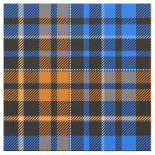Black Orange Blue Plaid Tartan Design Fabric