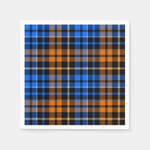 Black Orange Blue Plaid Tartan Design Napkin